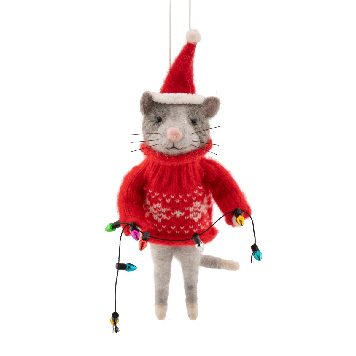 Christmas Shopping Cat Felt Decoration - Angela Reed - Christmas Decorations