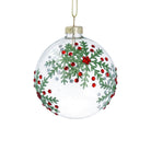 Clear Glass Bauble, Sparkling Holly Snowflakes - Angela Reed - Christmas Decorations