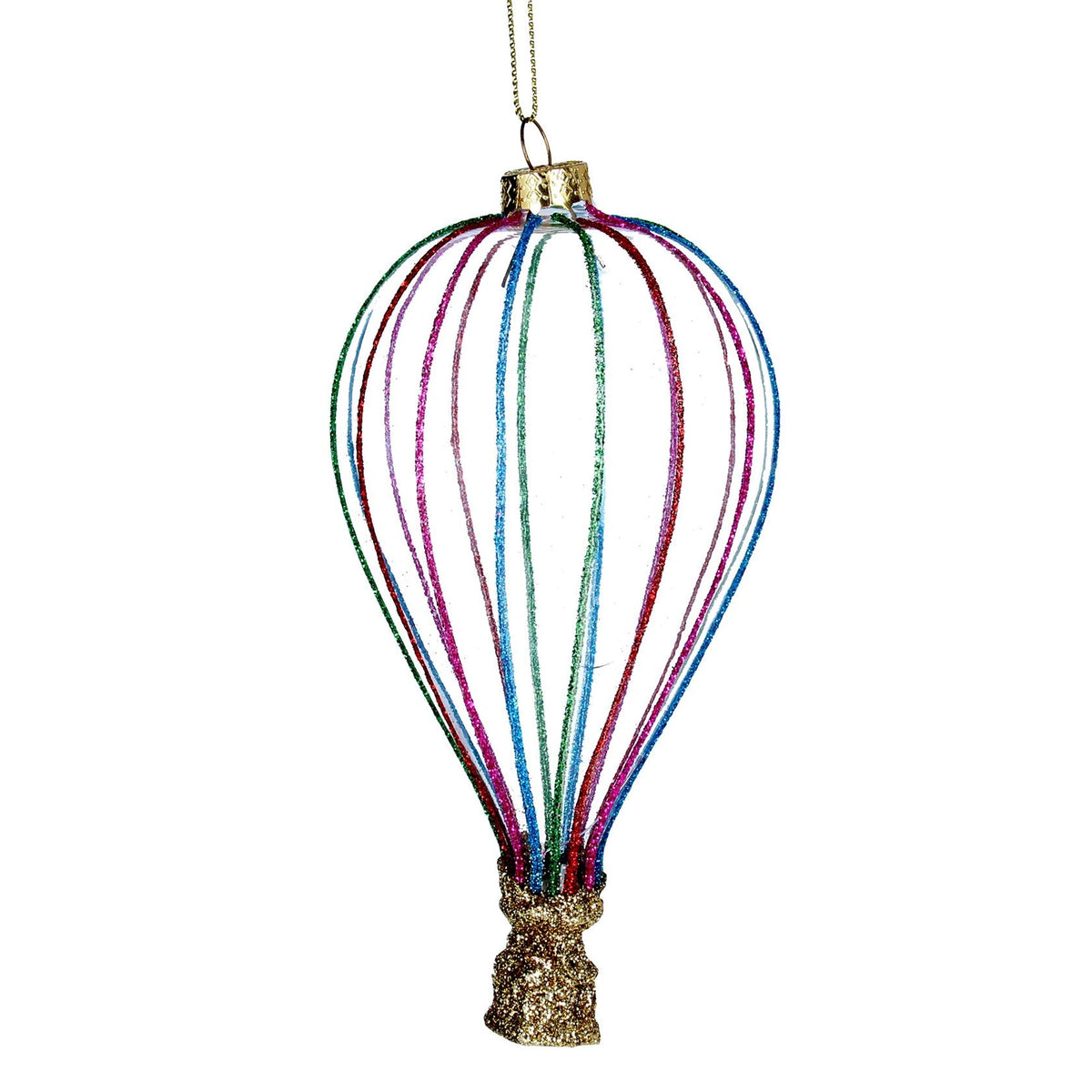 Clear Sparkling Hot Air Balloon Bauble - Angela Reed - Christmas Decorations