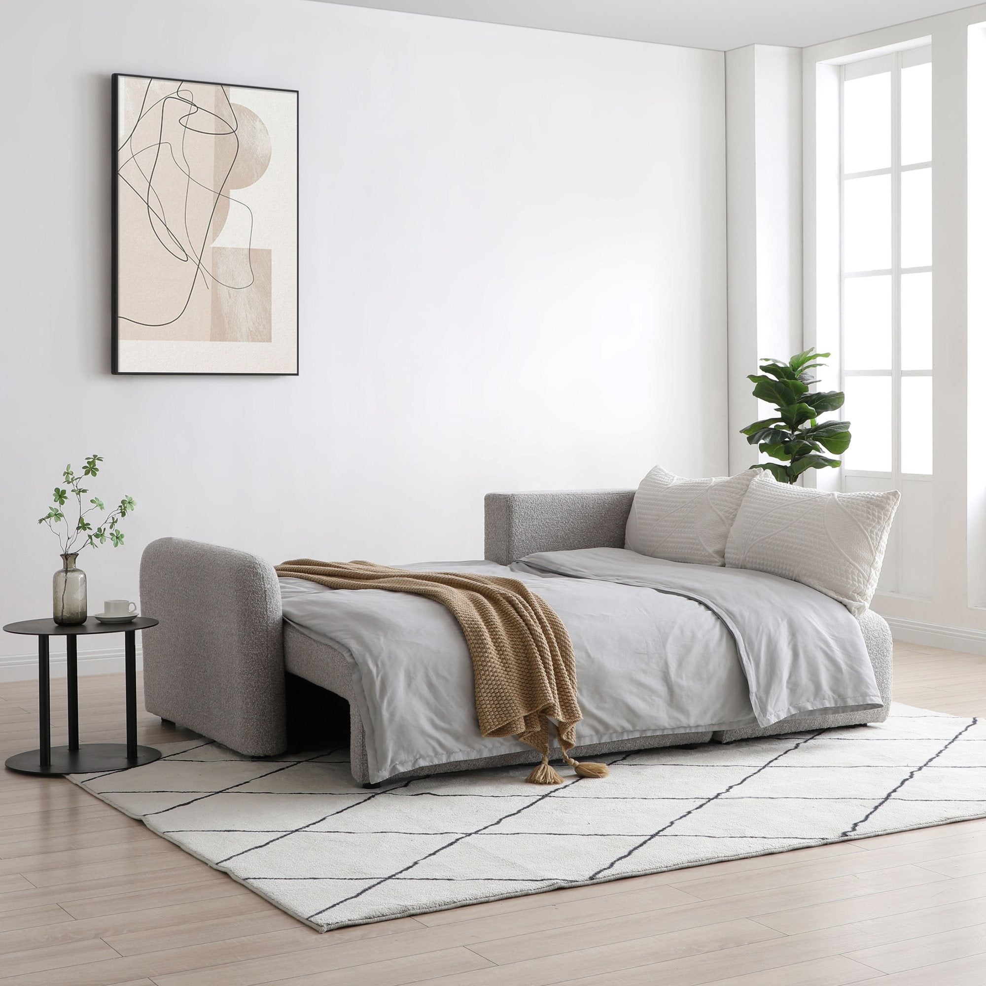Cloud Corner Sofa Bed, Natural Fabric