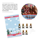Racing Game components showing six reindeer characters with different coloured collars and a race track