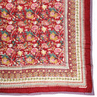 Dark Red, Green and Mustard Floral Print Cotton Bedspread