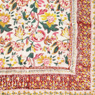 Dark Red, Green and Mustard Floral Print Cotton Bedspread