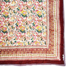 Dark Red, Green and Mustard Floral Print Cotton Bedspread