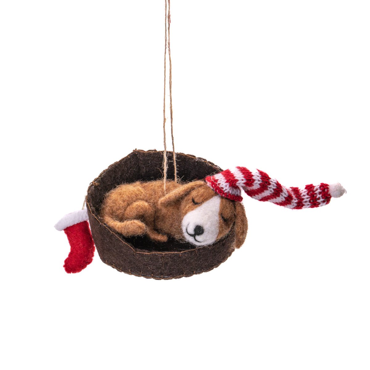 Dog in a Basket Felt Decoration - Angela Reed - Christmas Decorations