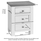 Dorset 3 Drawer Bedside Ivory,Moon Grey,White