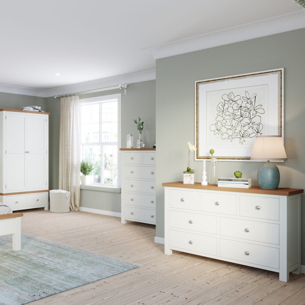 Dorset 3 Over 4 Wide Chest Ivory,White,Moon Grey