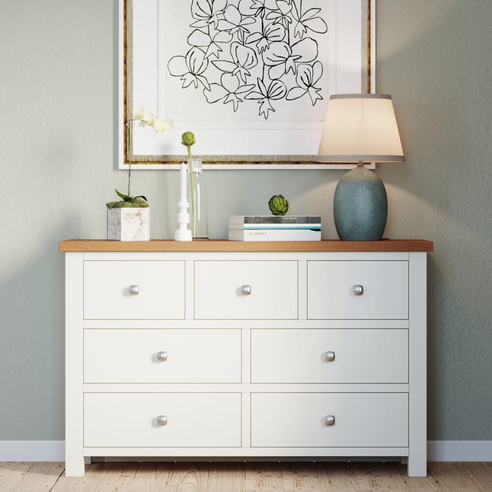 Dorset 3 Over 4 Wide Chest Ivory,White,Moon Grey