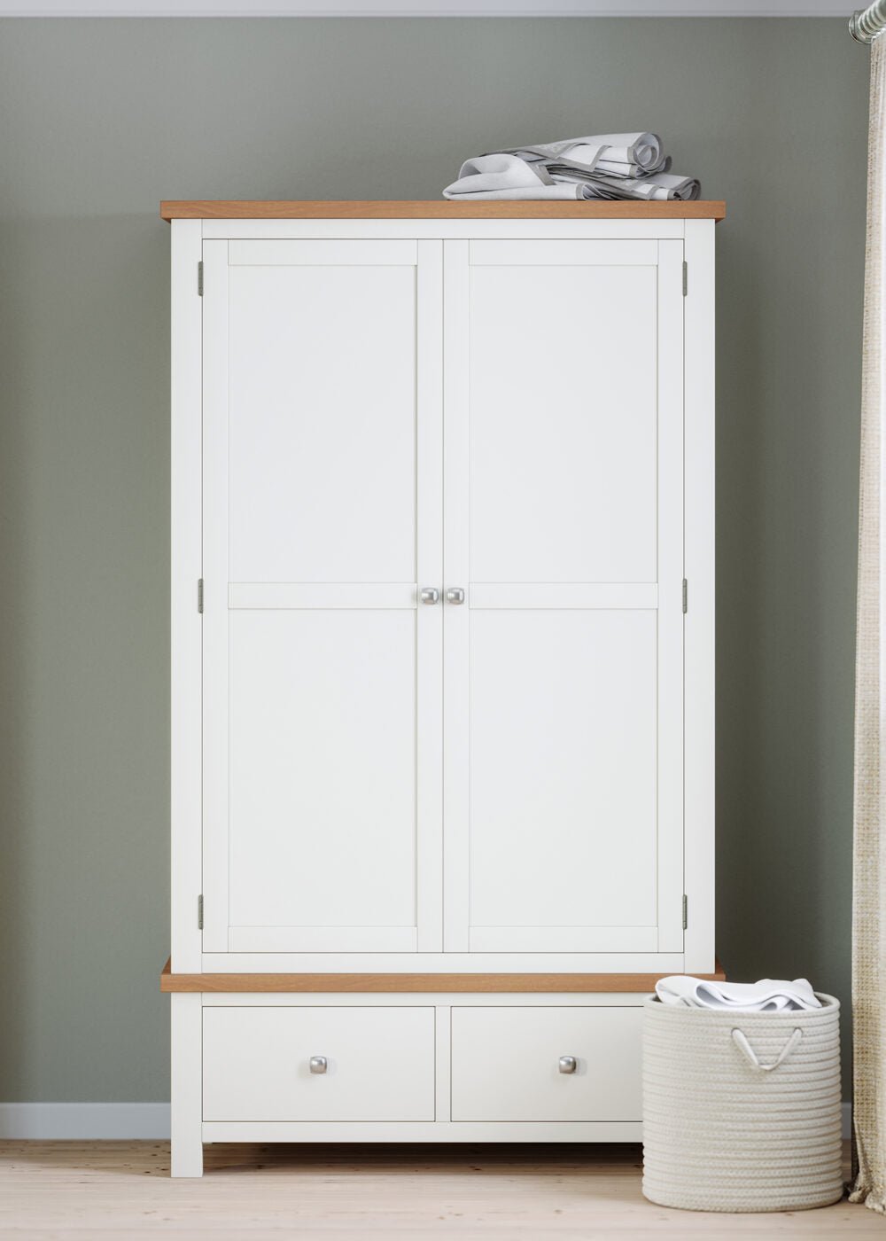 Dorset Double 2 Drawer Wardrobe White,Ivory,Moon Grey