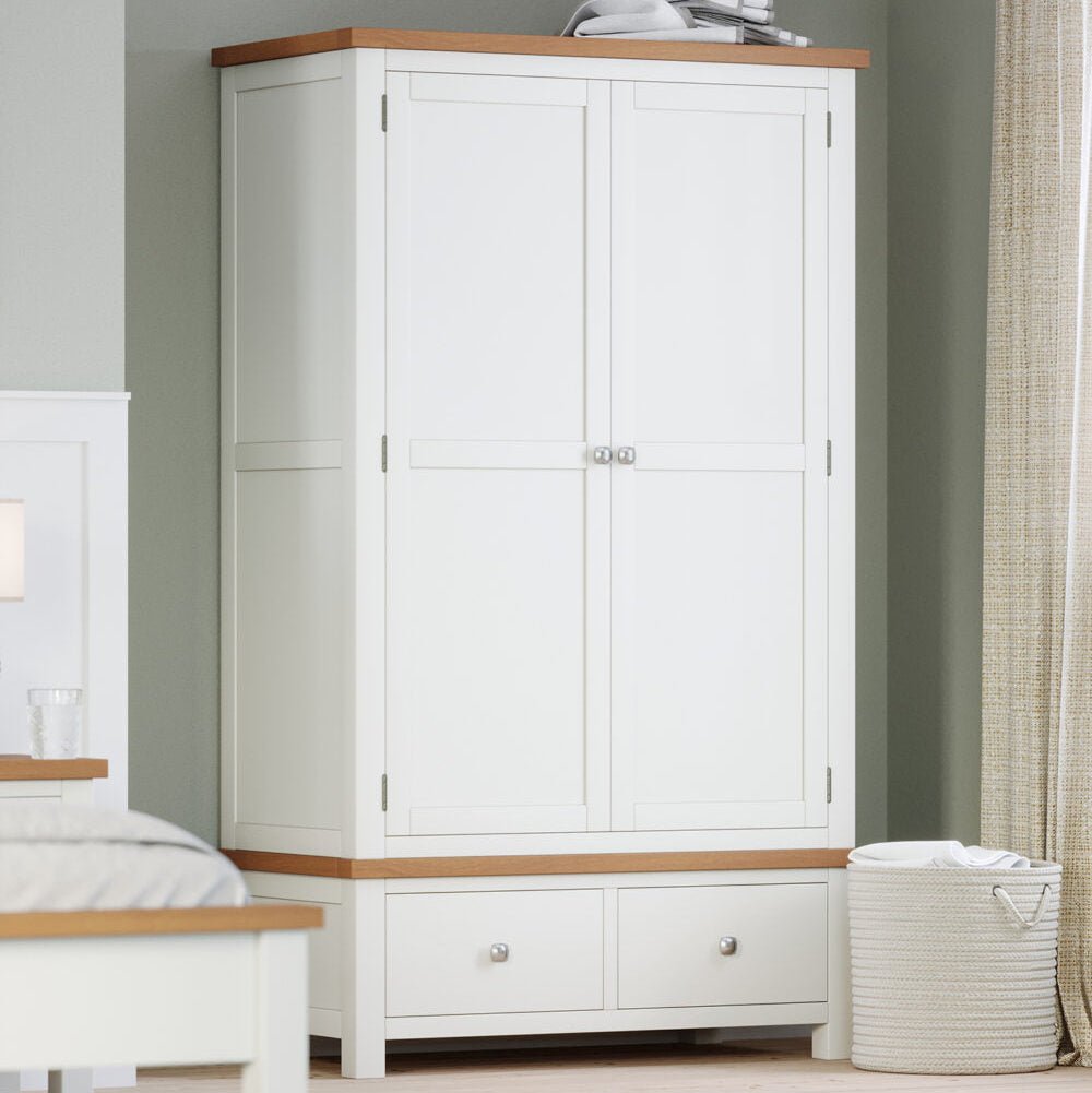 Dorset Double 2 Drawer Wardrobe White,Ivory,Moon Grey