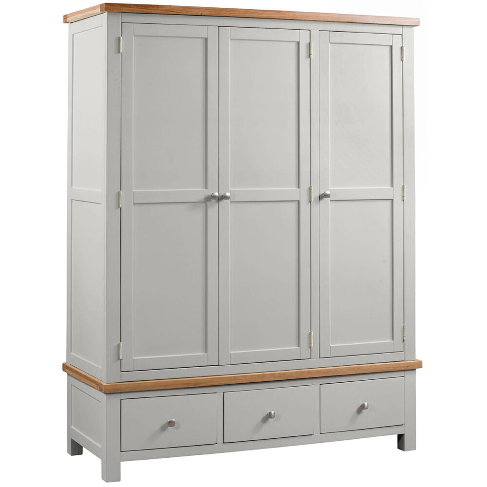 Dorset Triple 3 Drawer Wardrobe Moon Grey