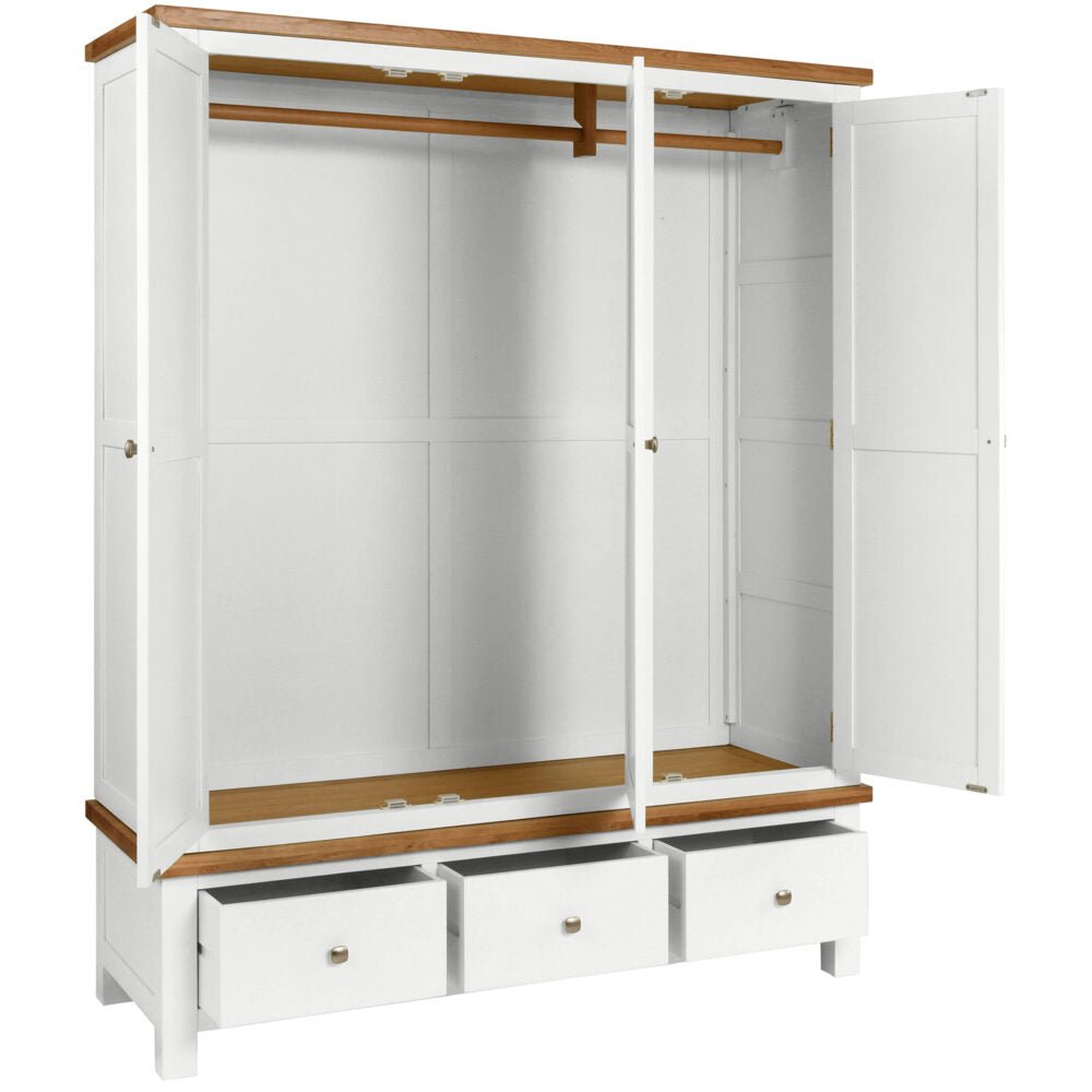 Dorset Triple 3 Drawer Wardrobe White,Ivory,Moon Grey