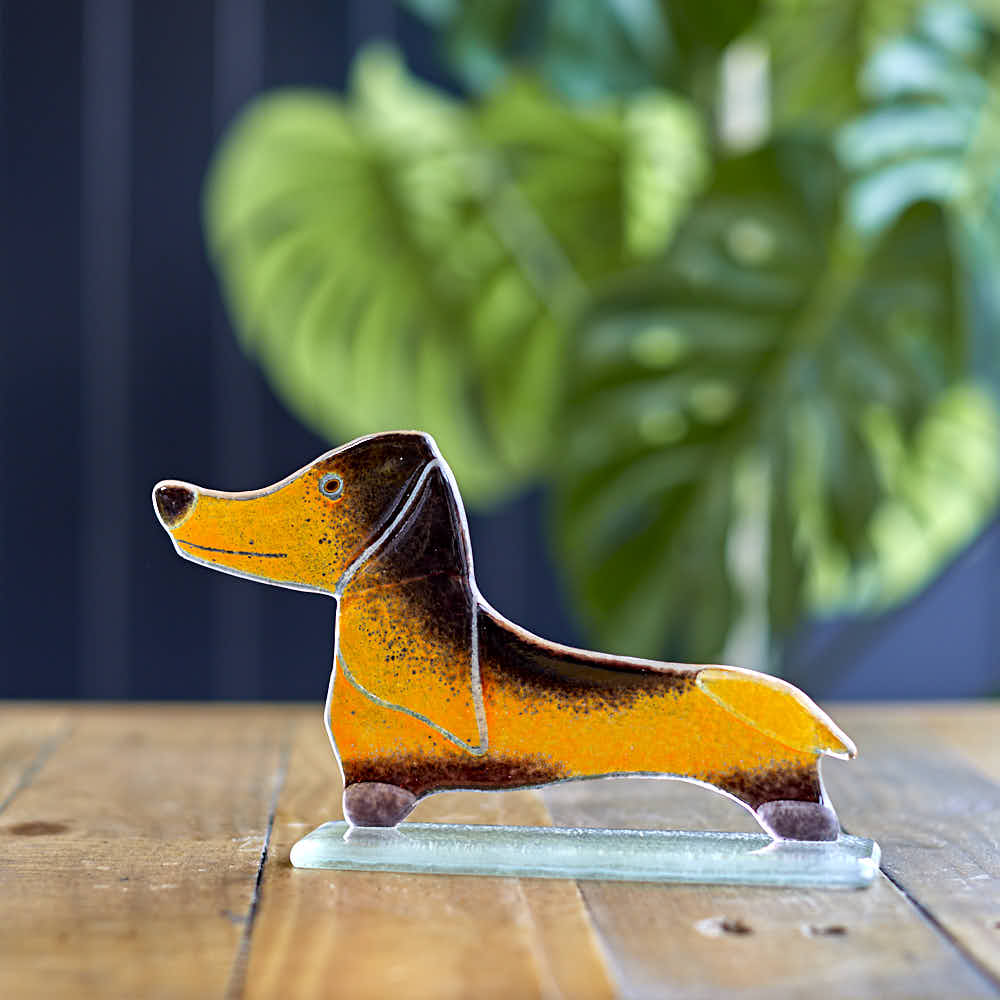 Douglas The Dachshund Glass Ornament