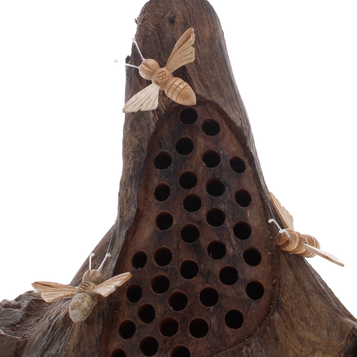 Driftwood Bees Nest with Three Bees