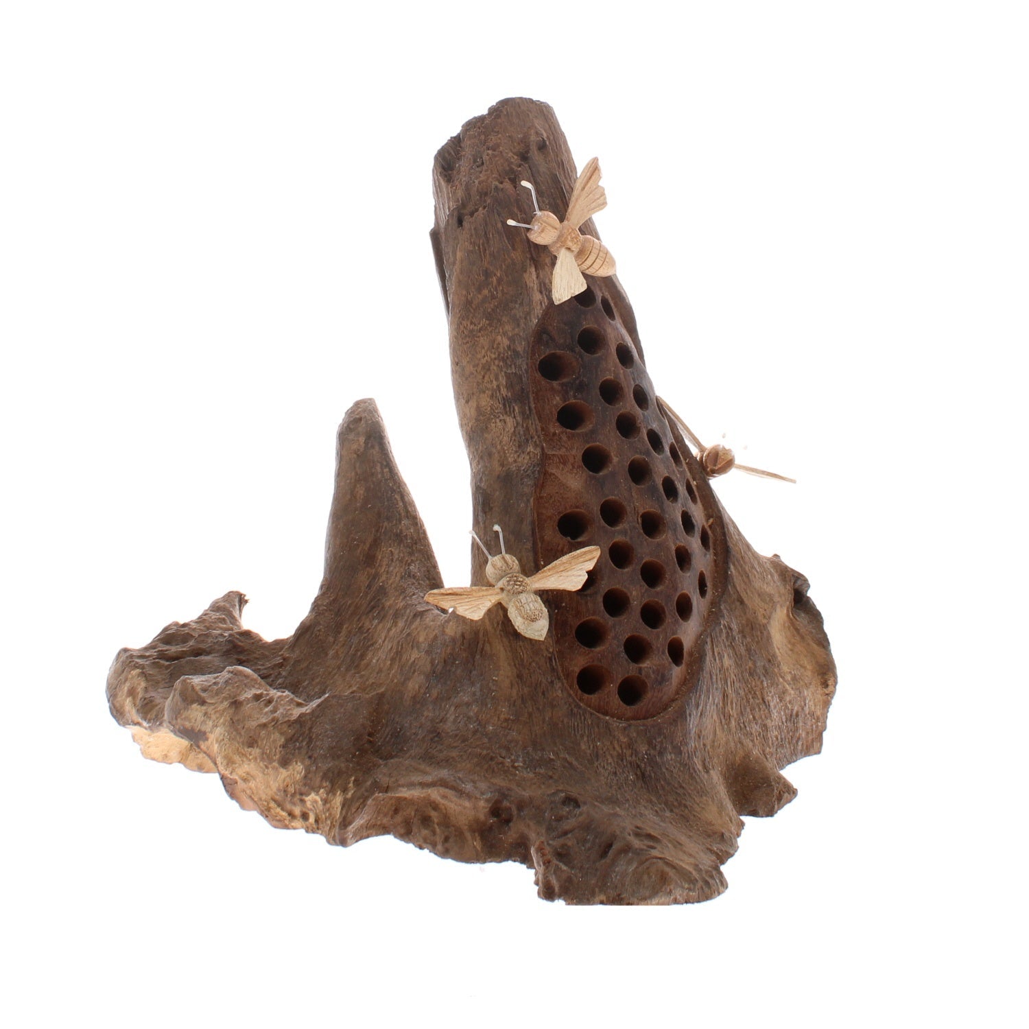 Driftwood Bees Nest with Three Bees