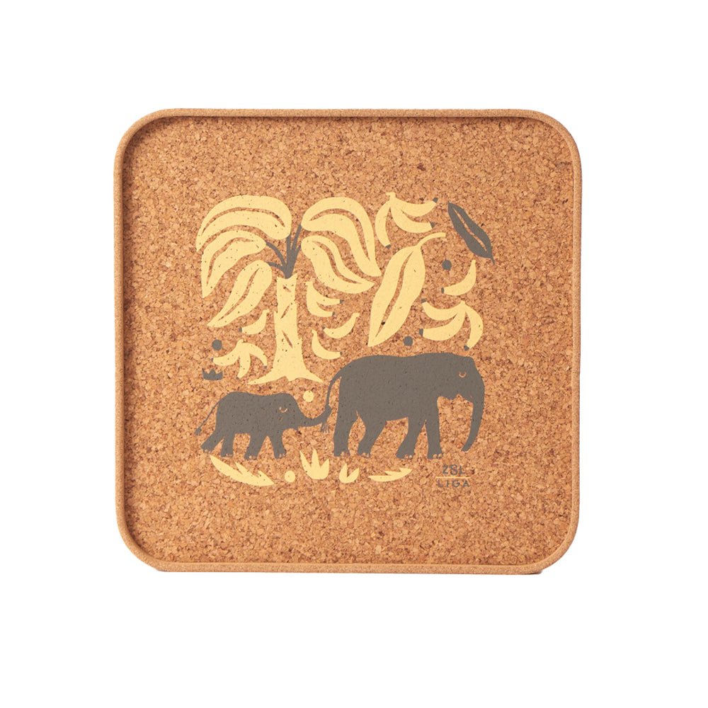 Elephant & Bananas Cork Tray