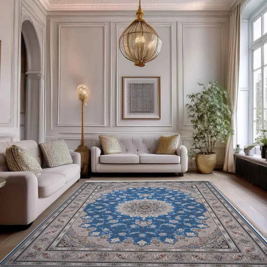 Emerald Persian Mahan Blue Rug 120 x 170cm,80 x 300cm,150 x 230cm,200 x 300cm,250 x 350cm,300 x 400cm