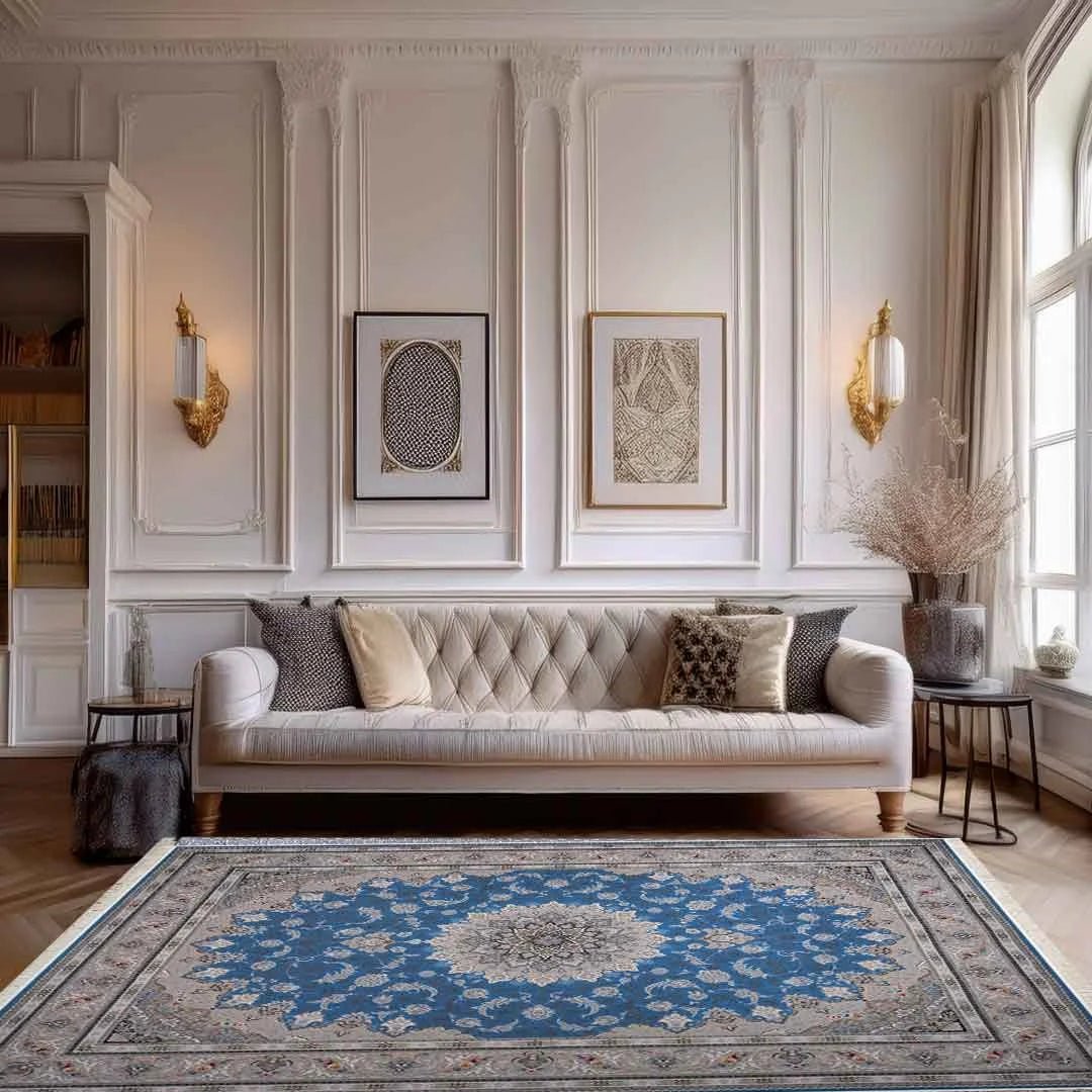 Emerald Persian Mahan Blue Rug 120 x 170cm,80 x 300cm,150 x 230cm,200 x 300cm,250 x 350cm,300 x 400cm