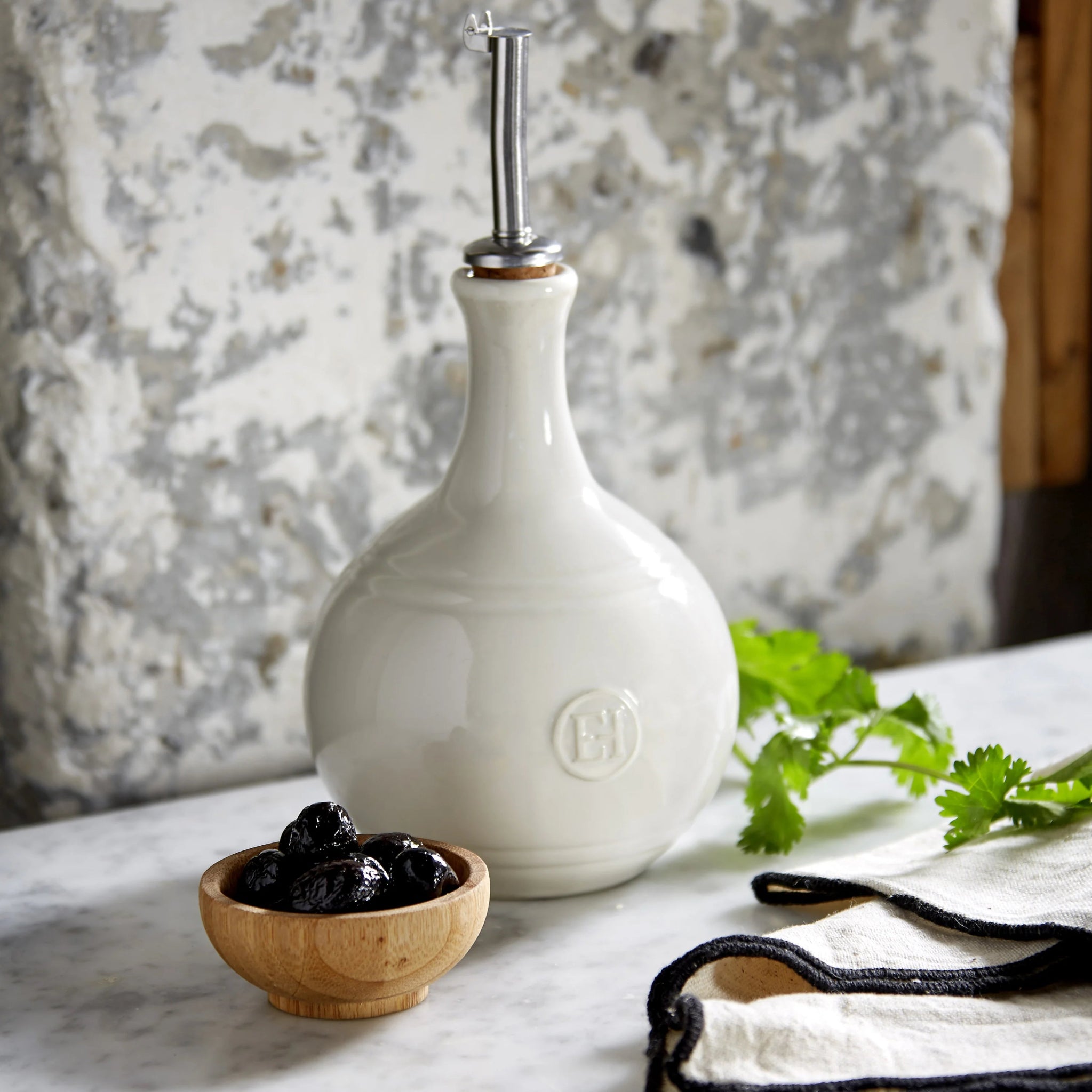 Emile Henry Vinegar Flask Clay,Burgundy,Black