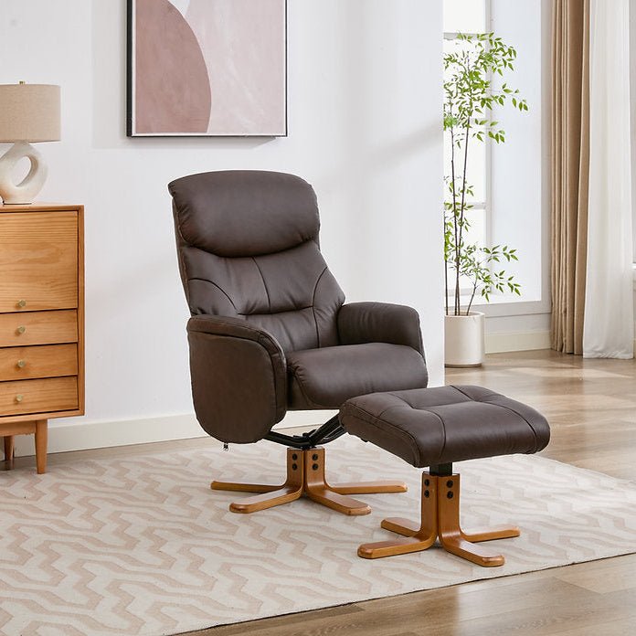Eve Reclining Swivel Chair Russet Leather/Match