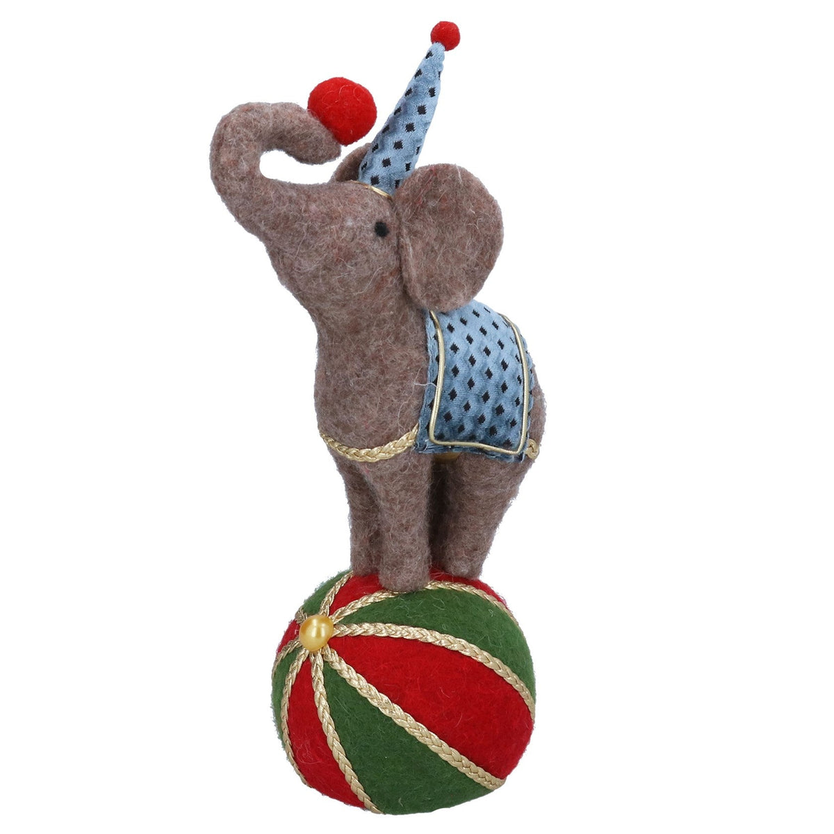 Fabric Elephant on Ball Christmas Circus Decoration - Angela Reed - Christmas Decorations