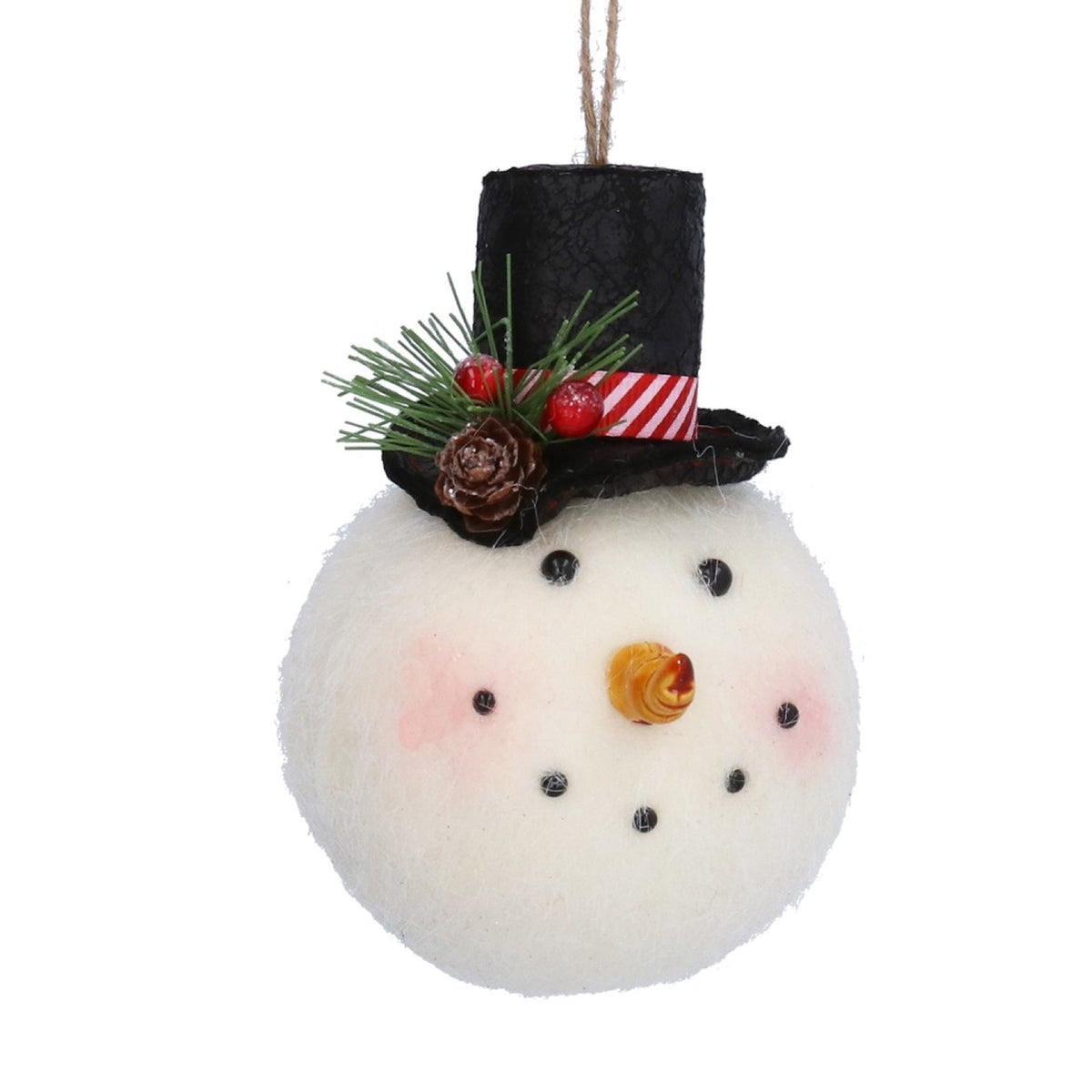 Fabric Snowman Head Bauble, Assorted - Angela Reed - Christmas Decorations