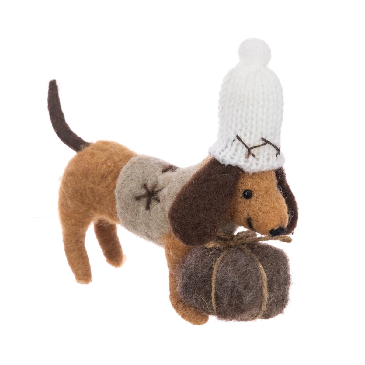 Felt Dachshund In Top Hat, Large - Angela Reed - Christmas Decorations
