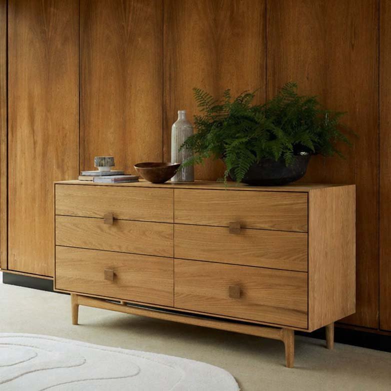 G Plan Larsen Oak 6 Drawer Wide Chest of Drawers - Angela Reed -