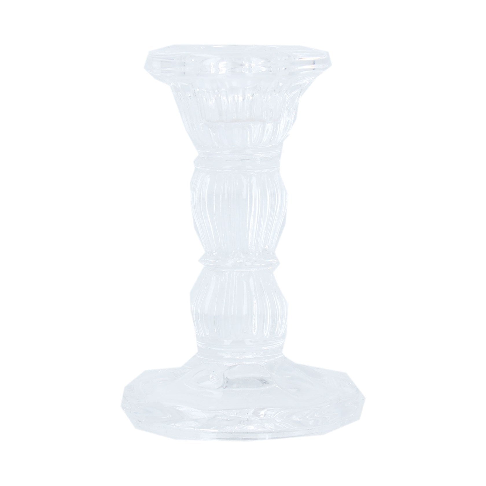 Glass 10cm Candlestick Clear - Angela Reed - Christmas Decorations