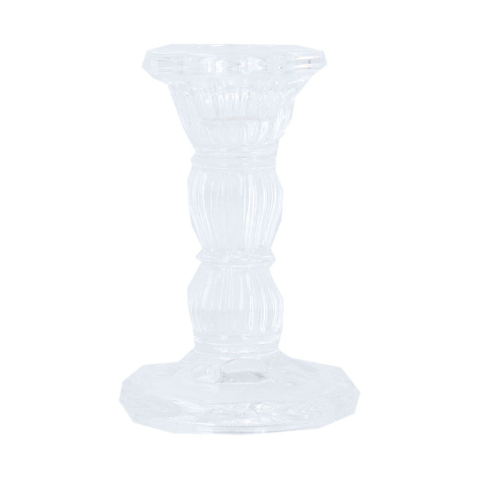 Glass 10cm Candlestick Clear - Angela Reed - Christmas Decorations
