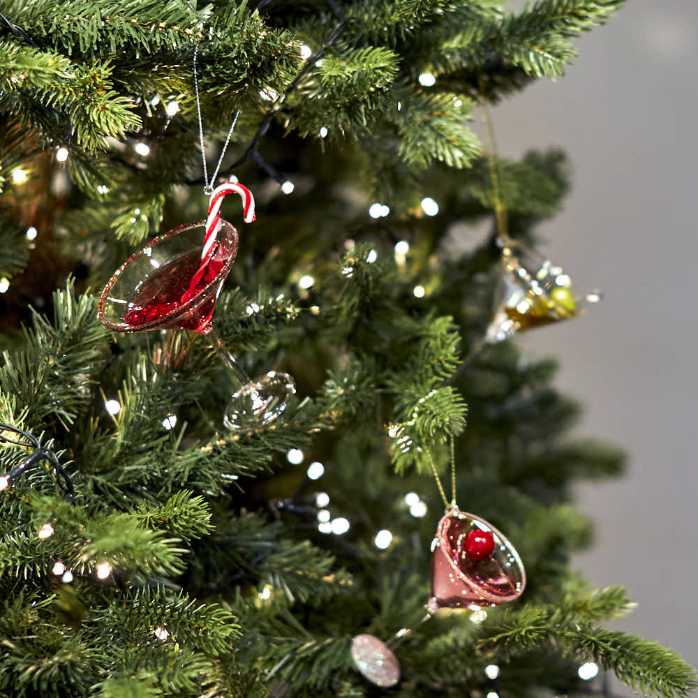 Glass Candy Cane Martini Bauble