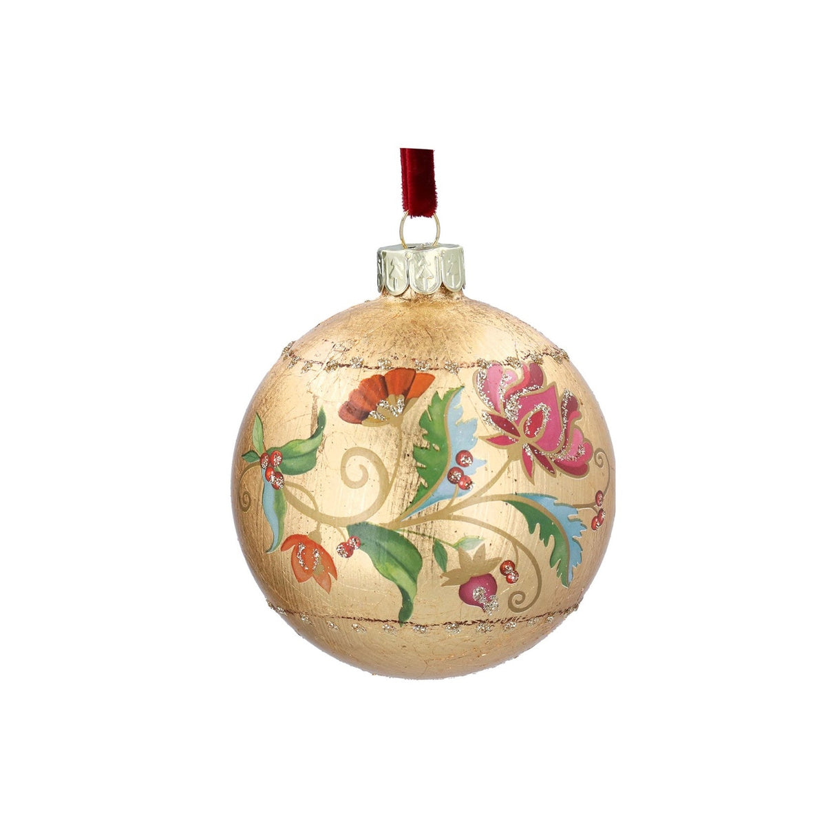 Gold Leaf and Floribunda Bauble, Assorted - Angela Reed - Christmas Decorations