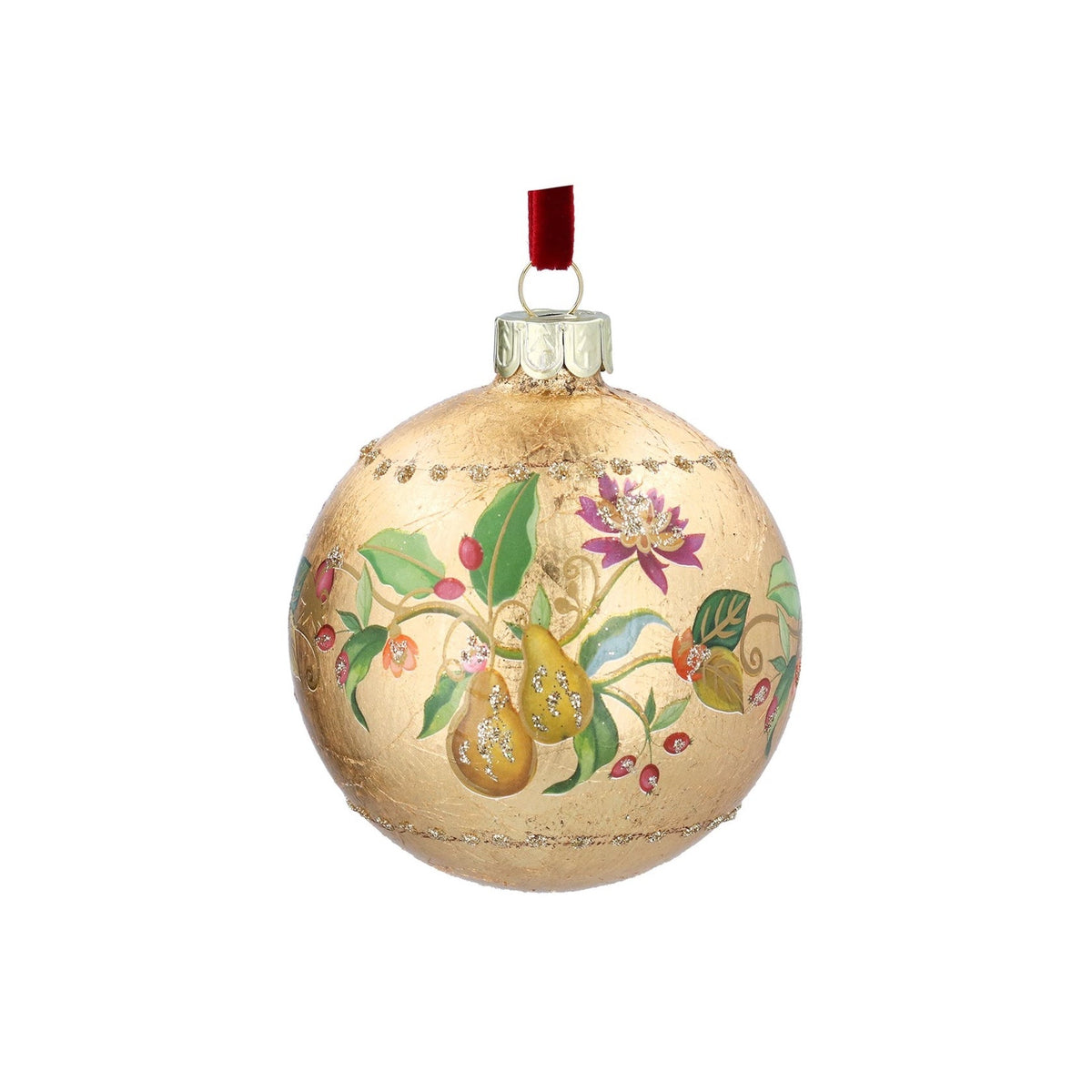 Gold Leaf and Floribunda Bauble, Assorted - Angela Reed - Christmas Decorations