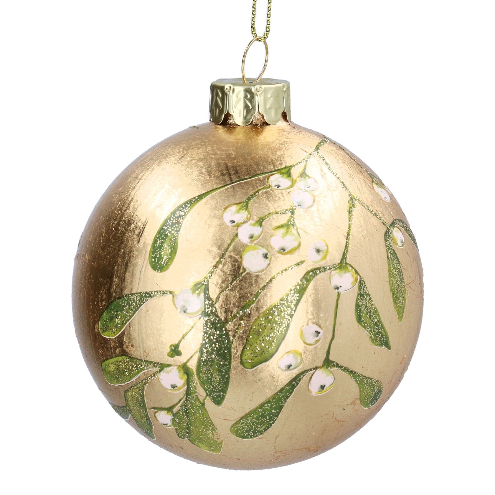 Gold Leaf Mistletoe Bauble - Angela Reed - Christmas Decorations