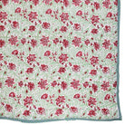 Green and White Floral Print Cotton Bedspread