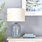 Green Base Table Lamp with Linen Shade