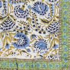 Green & Blue Floral Print Cotton Bedspread