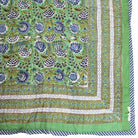 Green & Blue Floral Print Cotton Bedspread