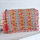 Green, Lemon and Pink Mixed Fabric Quilted Make Up Bag