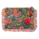 Green, Lemon and Pink Mixed Fabric Quilted Make Up Bag