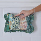 Green Mixed Fabric Quilted Make Up Bag