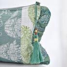 Green Mixed Fabric Quilted Make Up Bag