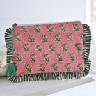 Green Ogee and Pink Mixed Fabric Quilted Make Up Bag