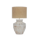 Grey Antique Style Urn Lamp with Cream Shade