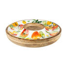 Handcrafted Mango Wood Chip and Dip Bowl, Tomato