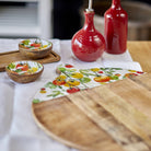 Handcrafted Mango Wood Round Pizza Board, Tomato - Angela Reed -