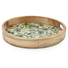 Handcrafted Round Tray Mango Wood, Olives