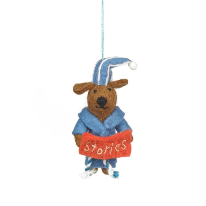 Handmade Felt Bedtime Stories Dog Decoration