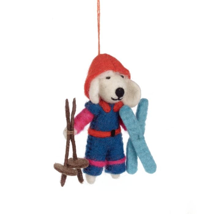 Handmade Felt Skiing Poodle Christmas Decoration