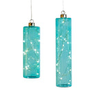 Hanging LED Glass Cylinders Aqua